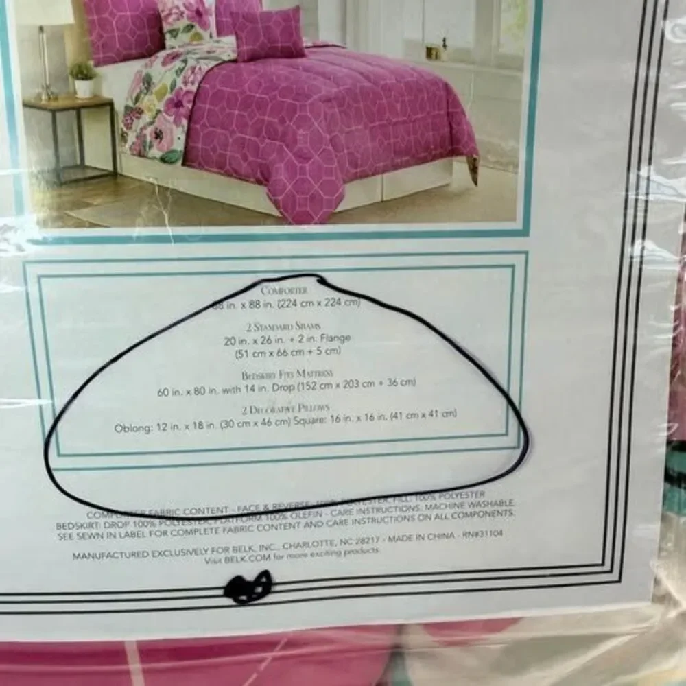 NEW Modern Southern Home Reversible Comforter Full Set Pink Turquoise Floral